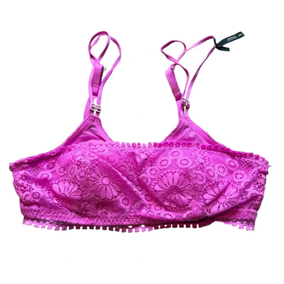 New Aerie Wireless Push Up Joy Lace Convertible Strap Bra Pink Size 32A - Picture 1 of 3